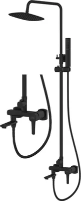 Produktbild von Invena | Glamour Duschsystem - Schwarz - Höhenverstellbar 94-138 Cm - Regendusche 22 X 22 Cm - Anti-kalk-system