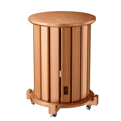 Produktbild von Stapelbare Hocker, 4er-Set, runde Holzstühle auf Rollen, kein Aufbau erforderlich, ideal für Küche, Wohnzimmer, Bar oder Studentenwohnheim.
