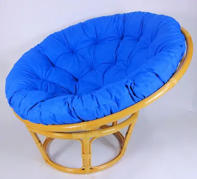 Produktbild von Rattan Papasansessel , Papasan Durchmesser 110 cm, Fb. Honig, Polster Uni Living 235 hellblau