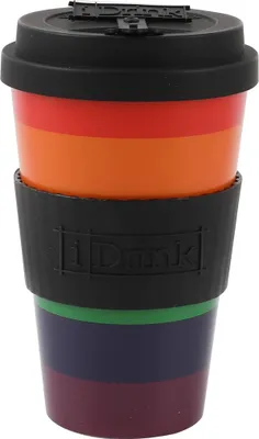 Produktbild von IDRINK®- RPET-Kaffeebecher mit Silikonverschluss 435 ml Becher Love is Love