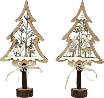 Produktbild von 4 Stück Weihnachtsdeko Tannenbaum  Winterwald Reh 3D-Optik Winterlandschaft