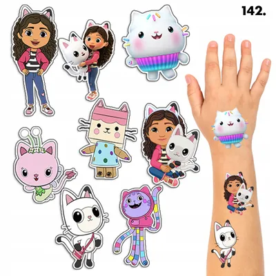 Image de Tatouages temporaires lavables de la maison du chat Gabi pour les enfants - 8 El. / 150 motifs.