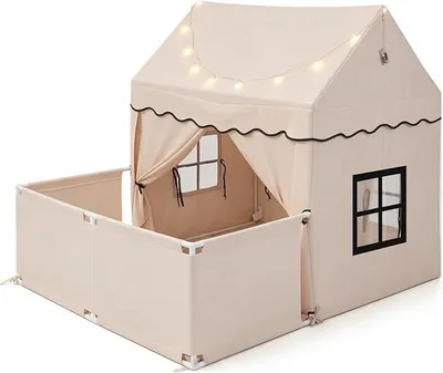 Imagen del producto de Tienda de juegos para niños, casita de juegos para el jardín (beige y gris)