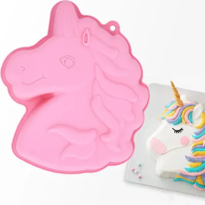 Einhorn-Kuchenform aus Silikon, rosa, 26,5 x 21 x 3,5 cm