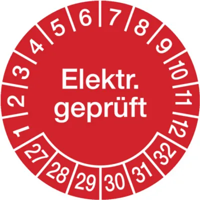 Produktbild von Dreifke® Aufkleber Prüfplakette, Elektr. , rot/weiß, Folie, Ø 30 mm - ...