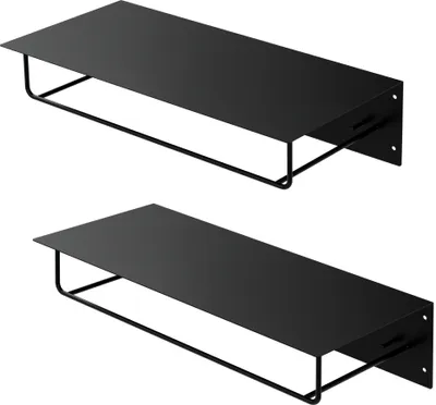 Obrázok produktu pre ML-Design sada 2 nástenných vešiakov s háčikmi, vešiak na šaty a klobúky, 60x30x15 cm, čierny, kovový vešiak do predsiene na bundy a kabáty, vešiak na kabáty