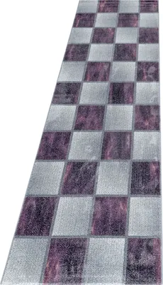 Produktbild von Teppich Läufer Wohnzimmer Lila 80x250 Kariertes Design aus Polypropylen