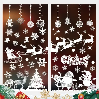Image de Autocollants décoratifs pour fenêtres de Noël - Réutilisables et adhésifs - Blanc