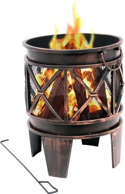 Produktbild von BBQ-Toro Feuerkorb "Plum" Ø 42 cm inkl. Schürhaken, in Antik-Rost-Optik, für Garten und Terrasse