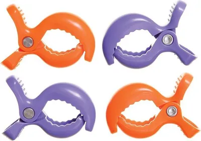 Obrázek produktu pro Klipy na kočárek - 4 ks. - 2X fialové 2X oranžové
