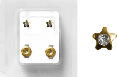 Produktbild von Erstohrstecker Chirurgenstahl Ohrringe vergoldet Sterile Ohrstecker Stern 4mm mit Kristall