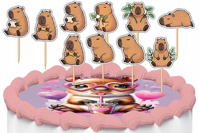 Produktbild von Tortenstecker Kuchendeko Set - Wasserschwein Tier 10 Stück