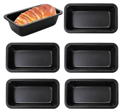 Produktbild von 6 Stück Kastenform Antihaft Brotbackform Rechteckig Kohlenstoffstahl Königskuchenform Kuchenform für Brot/Kuchen/Toast, 15 x 9 x 5cm