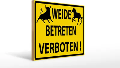 Produktbild von Holzschild Warnung Betreten der Weide verboten, 40 x 30 cm, Holzschilder Bauernhof Landwirt Tiere Achtung