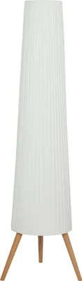 Produktbild von LED Stehlampe Wohnzimmer Dimmbar Holz mit Dreibein, Stehleuchte mit Fußschalter, 46 x 46 x 153 cm, Weiß