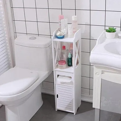 Immagine prodotto di Mobile da bagno alto - Mobile per WC a terra - Mobile alto - Mobile da bagno - Portarotoli quadruplo - Mobile da bagno alto 80 x 20 x 18 cm