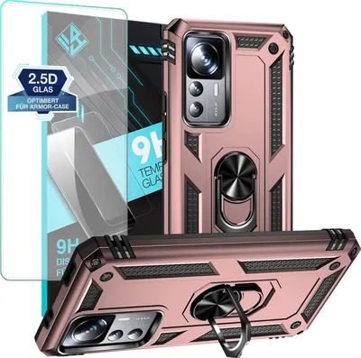 Produktbild von Armor Outdoor Handyhülle für Xiaomi 12T / 12T Pro Handy Panzer Case Schutzhülle mit 9H Displayglas Displayschutz Farbe: Rosegold