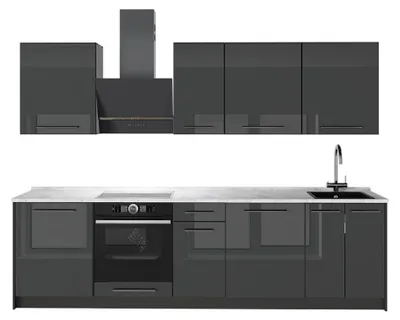 Immagine prodotto di Cucina componibile Vicco Fame-Line Antracite lucido/Antracite 280 cm, PL Marmo, Model 64154