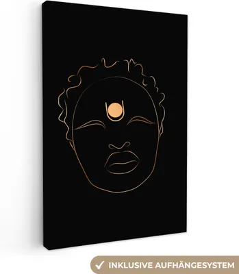 Obrázek produktu pro OneMillionCanvasses® - Obrazy na plátně - 90x140 cm, Žena - Zlatá - Černá - Čárová kresba, Nástěnný tisk Nástěnná dekorace - Nástěnná dekorace - Ložnice