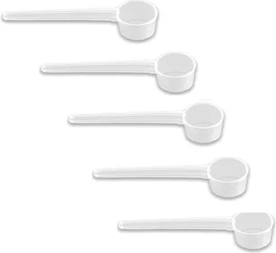 Produktbild von Messlöffel Set, 2g-5g Graduiert, Kunststoff, für Pulver, Kristalle und Flüssigkeiten, 5 Stück, Weiß