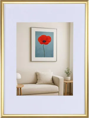 Produktbild von New Lifestyle Kunststoff Bilderrahmen mit Passepartout & Klarglas Collage Wanddeko Poster - Farbe: Gold | Format: 21x29,7 DIN A4