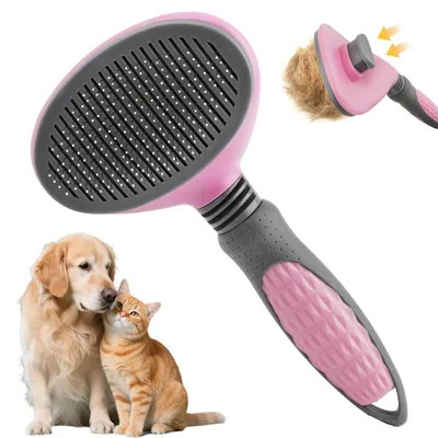 Produktbild von Katzenbürste Fellblitz Ein-Knopf Reinigung Rosa