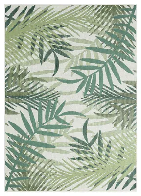 Produktbild von In- und Outdoor Flachgewebe Terrassen & Balkon Küche Teppich Palmen Design Grün, Maße:Ø 160 cm Rund