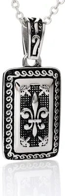 Produktbild von Karisma Edelstahl Anhänger Bourbonische Lilie Schwarze Beschichtung mit Edelstahl Kette - PD1782 - 45.0 Zentimeter