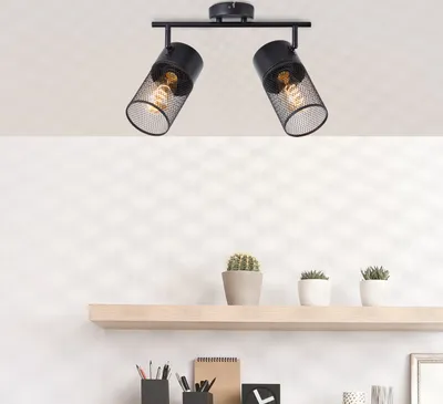 Produktbild von BRILLIANT schwarze Deckenleuchte KAMOLO | zwei flammiger Spotbalken mit E27 Fassung max. 40 Watt | Breite 35 cm | Metall