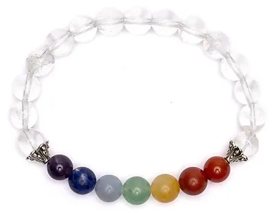 Produktbild von Chakra-Armband Bergkristall elastisch – Packung mit 2 Stück – ±8 mm