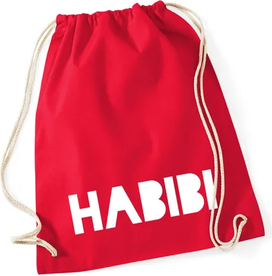 Produktbild von Huuraa Turnbeutel Habibi Schatz Freund 12 Liter Classic Red Baumwolle Rucksack Geschenkidee