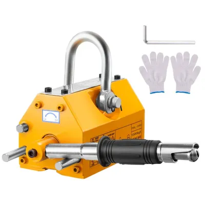 Produktbild von "Magnetlifter Kranmagnet (1000 kg Tragkraft, 2500 kg Zugkraft, -40 bis 80 ℃), 12 Stk. - Handgeführter Gabelstaplermagnet Gelb - Neodym-Hebemagnet Werkzeug"