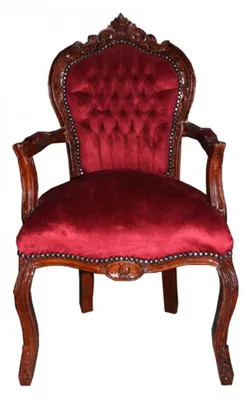 Produktbild von Casa Padrino Barock Esszimmer Stuhl mit Armlehnen Bordeaux / Braun