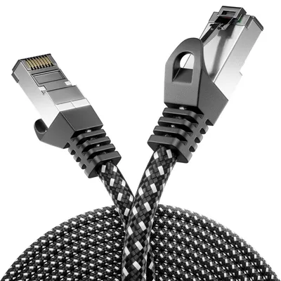Produktbild von deleyCON 3,0m CAT7 LAN Kabel Nylon AWG27 600 MHz 10 Gbit/s - Schwarz