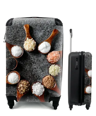 Produktbild von MuchoWow® Koffer Handgepäck Trolley Rollkoffer Kleine Reisekoffer mit 4 Rollen - Löffel - Kräuter - Gewürze - Küche - Industrie - Cabin Size < 55x40x23 cm & 55x40x20 cm - Fotokoffer - Kabinenkoffer - Boardgepäck - Reise-Box - Reisekoffer - Reisegepäck - Koffer mit Bild - Trolley für Kinder