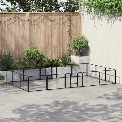 Zdjęcie produktu dla vidaXL Kojec dla psa 16 paneli stalowy 60x80 cm czarny