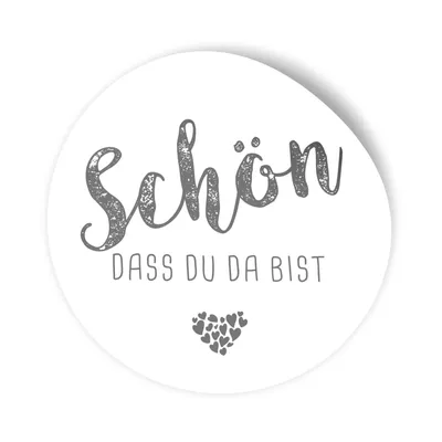 Produktbild von itenga 24x Sticker Aufkleber "Schön dass du da bist" weiss grau
