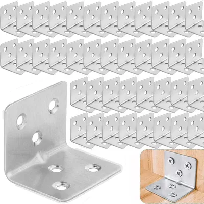 Immagine prodotto di Connettori angolari in acciaio inossidabile, dimensioni 30x30 mm / 38x30x30 mm, confezione da 64 pezzi.