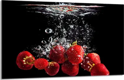 Produktbild von Herdabdeckplatte 80x52cm 1-teilig Glaskeramikkochfeld-Abdeckung Spritzschutz, Erdbeeren Schwarz