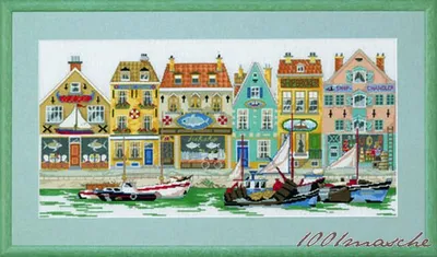 Produktbild von Permin Kreuzstich Stickpackung "Hafenseite", Zählmuster, 67x38cm, 70-8411