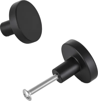 Produktbild von SucceBuy Möbelknöpfe, 10er-Pack, 32 mm, Schrankknöpfe aus schwarzer Zinklegierung, robuste Küchenknöpfe, Schubladenknöpfe mit Schrauben für Badezimmer, Schränke, Schubladen und Küche