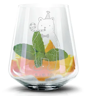 Produktbild von Mr. & Mrs. Panda Trinkglas Bär Geburtstag - Transparent - Geschenk, Gin Glas, Cocktailglas, Highball, Tumbler, Glückwunsch, Whiskyglas, Martini, Happy Birthday, Teddy