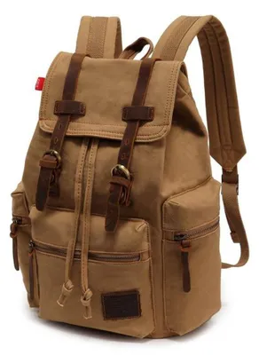 Produktbild von Omgoods – Vintage-Rucksack aus Canvas, Uni – Für Laptops von 12 bis 17 Zoll
