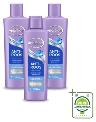 Imagen del producto de 3 champús Andrélon Anti-caspa - 250 ml - Pack grande - 3 unidades