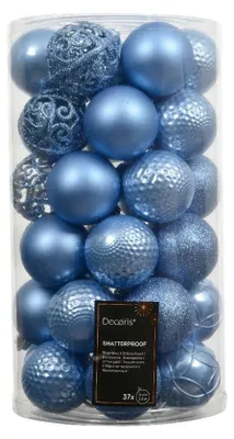 Productafbeelding van Kerstbal kunststof d6 cm sky blauw 37 st Decoris