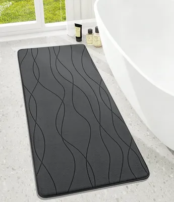 Image de Tapis de bain, tapis de bain en mousse à mémoire de forme, antidérapant, lavable, doux, absorbant, pour la salle de bain, gris foncé, 60 x 150 cm