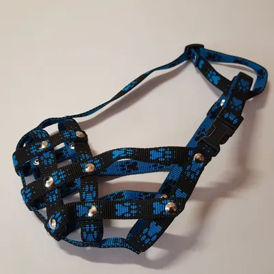 Zdjęcie produktu dla Palkar kaganiec nylonowy dla psów rozmiar 4 29 cm x 7 cm czarno-niebieski
