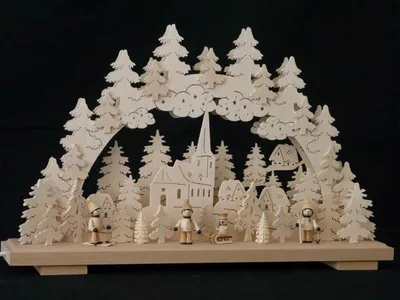 Produktbild von Schwibbogen mit Winterkinder und Beleuchtung BxHxT 50x31x7cm NEU