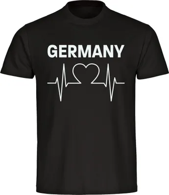 Produktbild von multifanshop Kinder T-Shirt - Germany - Herzschlag, schwarz, Größe 164