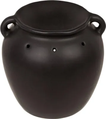 Image de Brûleur à huile classique en céramique, noir – Brûleur aromatique avec bougie chauffe-plat – Pour huiles essentielles et cire parfumée – 9 × 9 × 9 cm